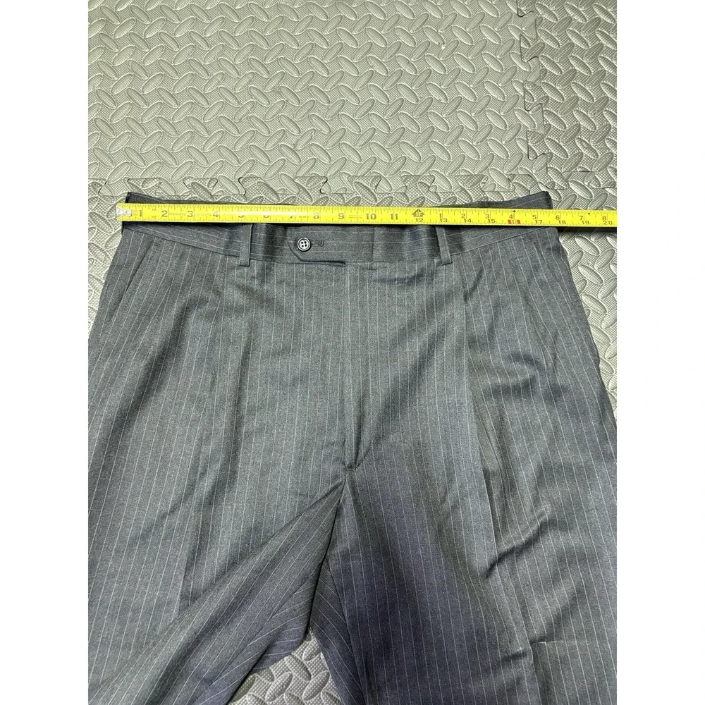 Vintage Burberrys Mens Grey Gray Striped Italian Wool Suit Blazer 36x28 Pants